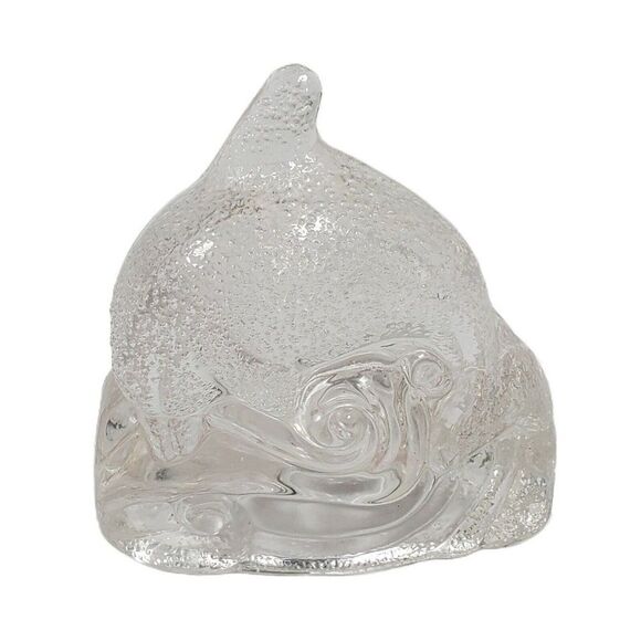 PartyLite Tea Light Dolphin Candle Holders Glass 4" Nautical Decor Pair Set 2 - Picture 2 of 6